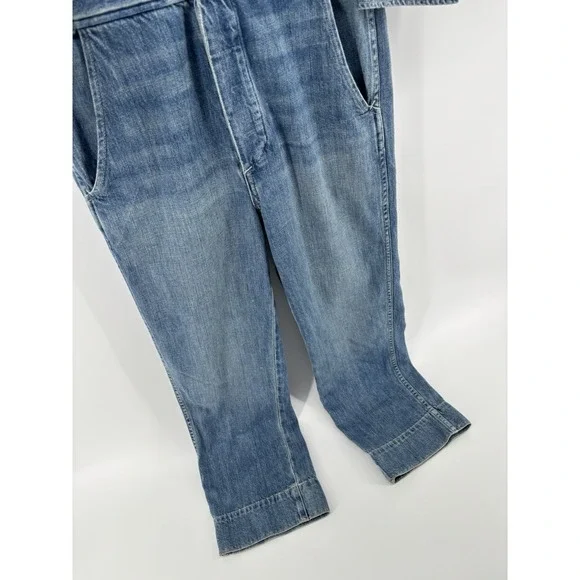 NWOT AMO Skip Denim Jumpsuit Sz S Color Indigo MSRP $398 Cottagecore Momcore - Picture 5 of 16